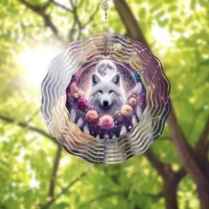 Majestic Wolf Wind Spinner, Double-Sided Rotating Miniature Wind Sculptures for Garden Decor, Home Improvement Garden Supplies