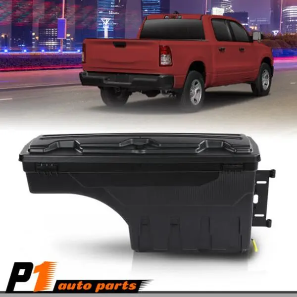 G-PLUS Durable Truck Bed Tool Storage Container, Right-Hand (RH) Swing Case with Collapsible Slant Top, Fit for 19-21 Dodge Ram 1500 Automotive Interior Accessory Detachable Top Toolbox