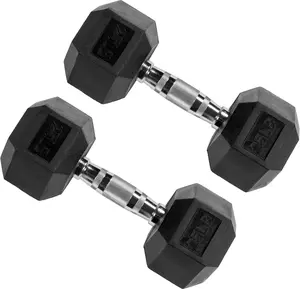 Signature Fitness Premium Rubber Encased Hex Dumbbell