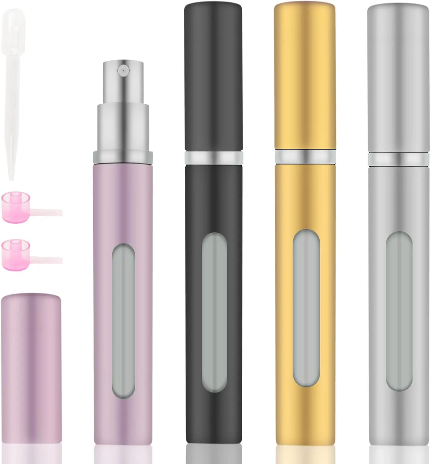 4-Count Durable 5mL Compact Leakproof Modern Cosmetic Refillable Perfume Atomiser Spray Bottles - Portable Nozzle Storage Bottles for Travel, Outdoor Activities (105Mm), 14Mm Diameter