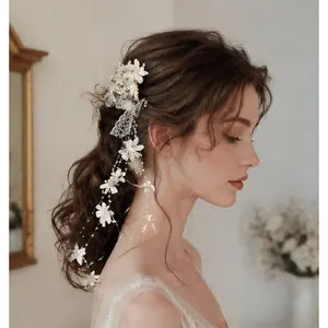 Travel photography artificial lily of the valley flower hairpin, tassel side clip, Elegant Ribbon Hairpins with Lightweight Durability (Sports & Outdoor, Camping & Hiking, Picnicware Complement)