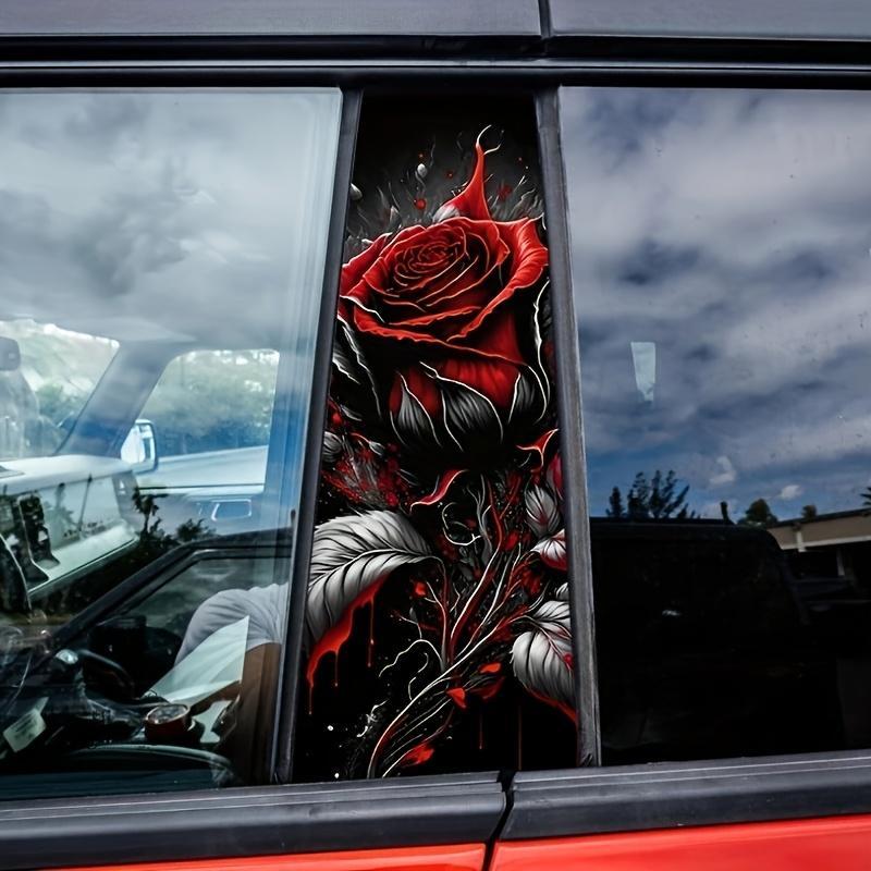 Rose Pattern Car Window Sticker, 1 Pair Car Window Decal, Car Exterior Decoration Accessories for Car, SUV, Truck, Lorry, Van, Car Accessories