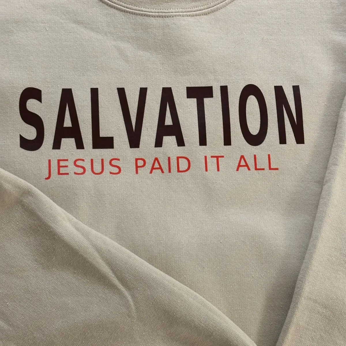 Salvation “Jesus Paid It All” Crewneck Sweater Fleece Tops men