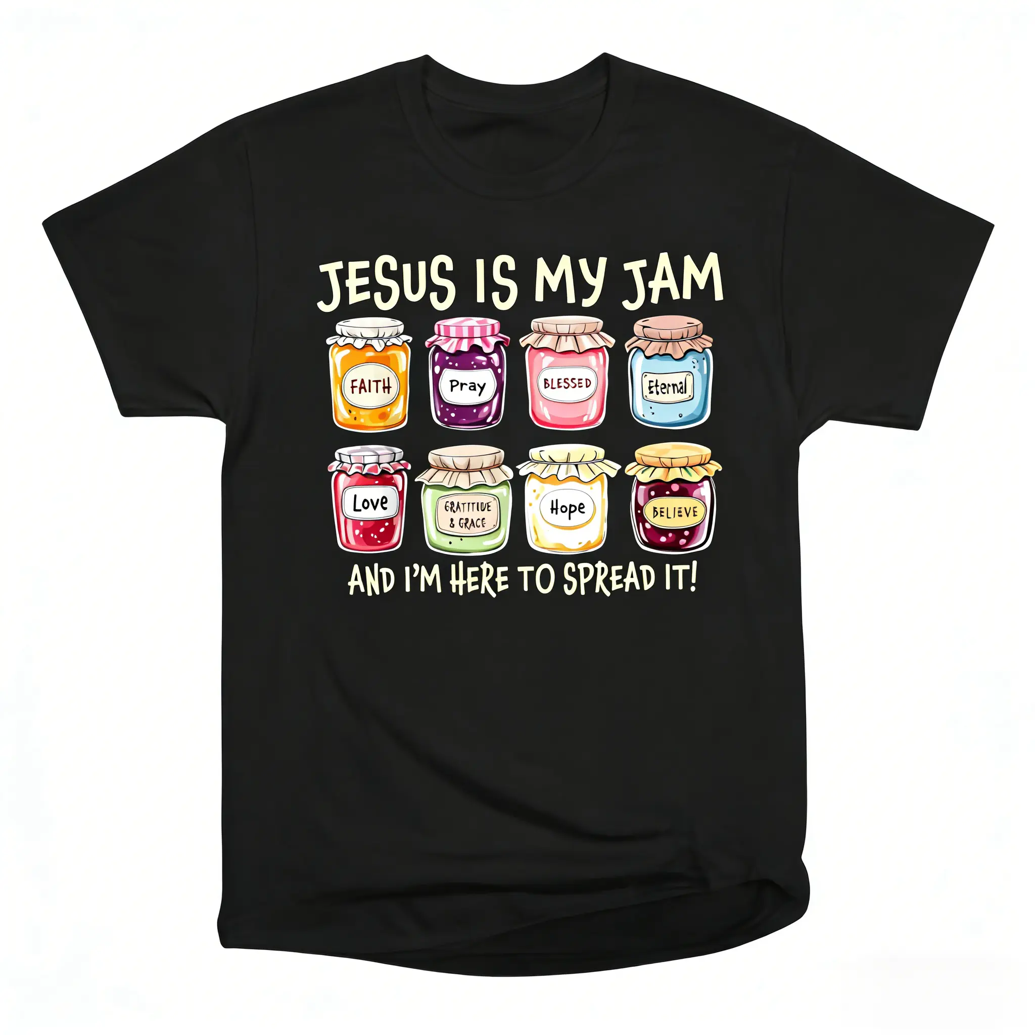 Women's Oversized Fit T-Shirt, Funny Christian 'Jesus Is My Jam' Graphic Short-Sleeve Cotton Tee, Shortsleeve, Fabric, Tshirt, Graphic Print, Soft Cotton, Christian Quote, Round Neck, 3Xl, Casual, Streetwear, Tops