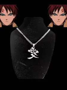Fashion Anime Kanji Chain Stainless Steel Jewelry, Demon Slayer Japanese Streetwear Accessory, Naruto Fan Love Symbol Necklace, Love Knot Necklace, Jewelry Gift