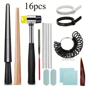 TOOLTOS 16-Piece Jewelry Making Kit - Precision Measurement Tools, Diameter Setting Tools, Polish Cloths for DIY Beading & Jewelry Making Projects
