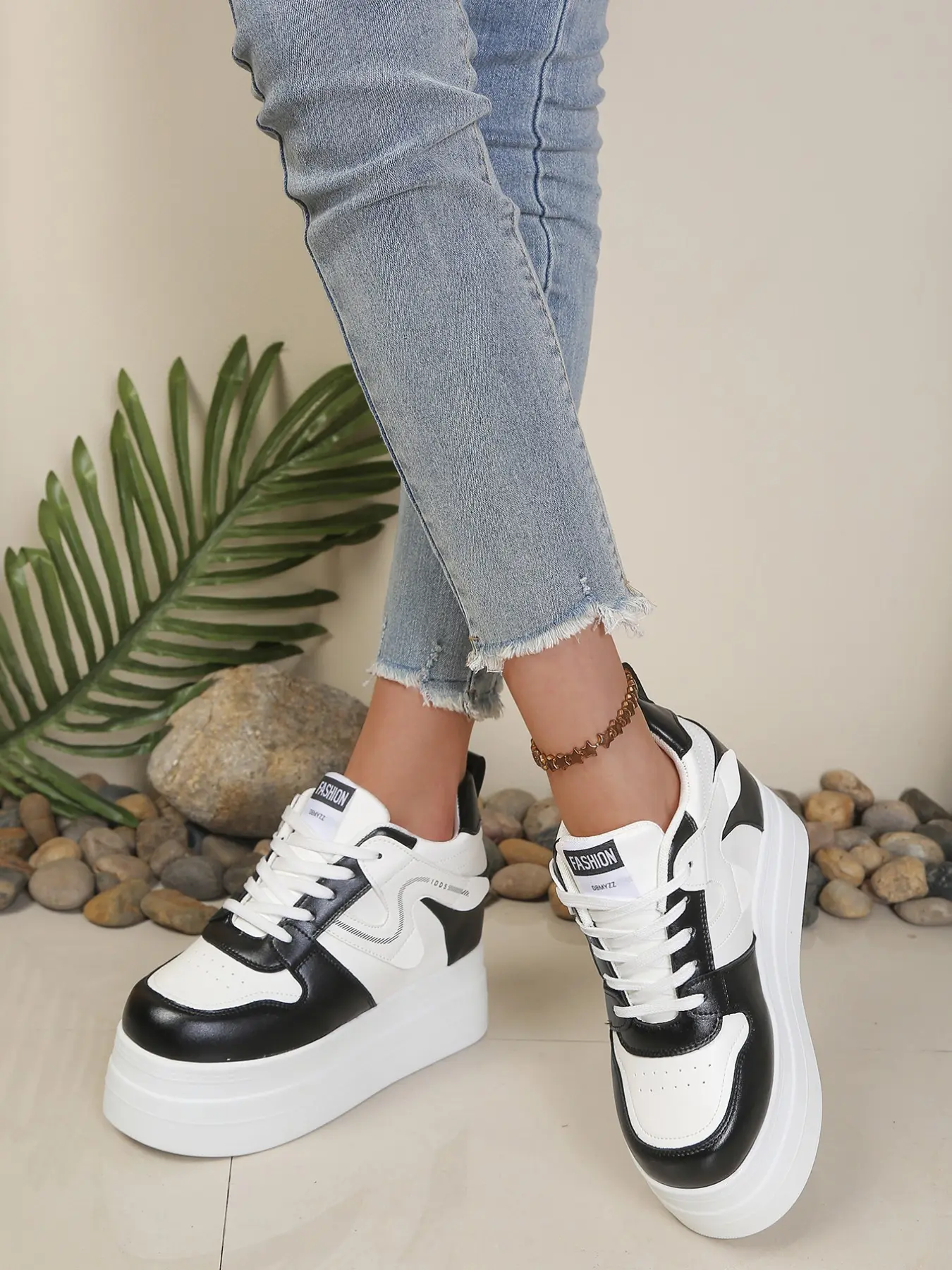 Women's 11CM Total Height Platform Comfortable Casual Hidden Heel Sneakers (6CM Hidden Insole+5CM Heel) | Classic Versatile Style | PU Leather, Lace Up, Non-Slip Sole | For Daily, Commute, Date, Shopping
