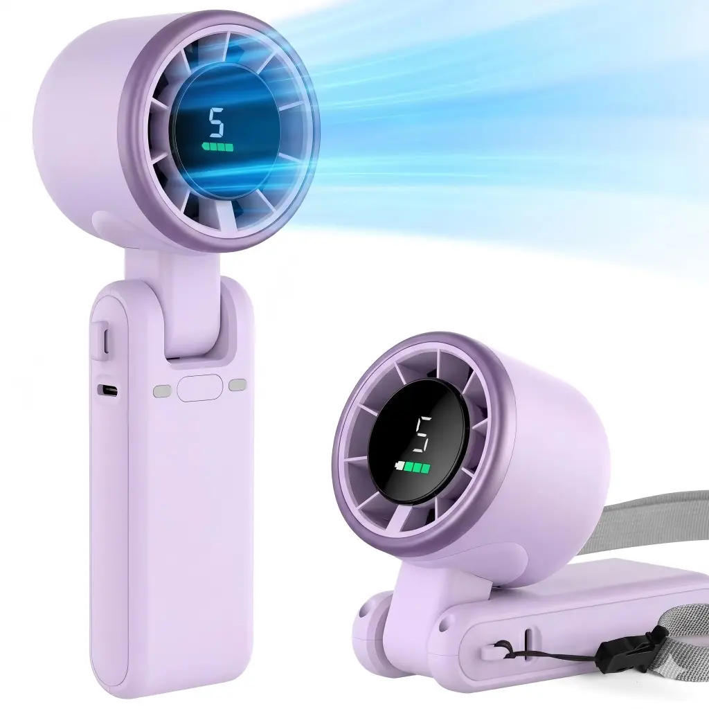 VIRAL SUMMER MUST-HAVE!Turbo Handheld Fan | 5 Speeds | LED Display | Portable Folding Fan Personal Pocket Fan 3-in-1 Foldable Fan for Travel, Camping, Outdoor | Beat the Heat NOW!