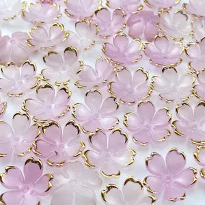 120 count  Cherry Blossom Flower Beads Colorful Gradient -Plated Spacer Beads End Caps for  Making Bracelet Necklace Earrings()