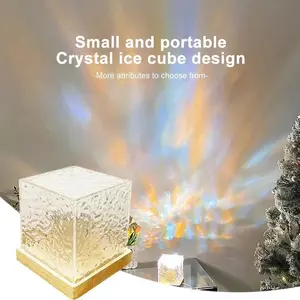 Wave water Ocean Dynamic Rotating Water Ripple Projector LED Night Light, Crystal LED Light Bedroom, Sensor Touch & Remote Control, unique  lamps Flame Crystal Lamp, Ambient Light, LED night lamp for Living Room Study Bedroom Dynamic LED Christmas Gift mu