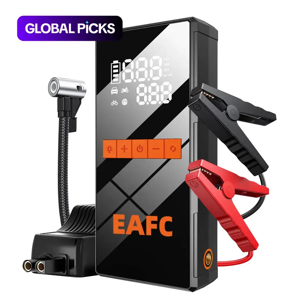 4-in-1 Jump Starter and Air Compressor, 12V 1000A Peak Portable Car Battery Booster Power Bank with Emergency Charger, Automotive Accessories Tool Kit for Vehicles up to 4.0L Gas #GLOBAL PICKS
