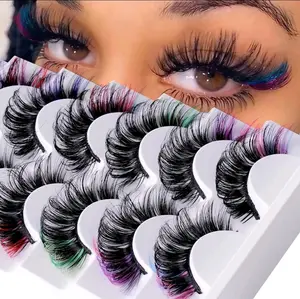 7 Pairs of Colored Eyelashes for Makeup and Cosmetic Use