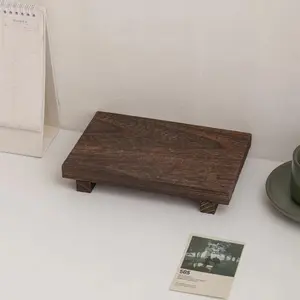 Wooden Vanity Tray, Rustic Soap Dish Holder, Plant Vase Decorative Stand, Bathroom Counter Organizer, Sturdy Handmade Wood Organizer Tray with Natural Pattern