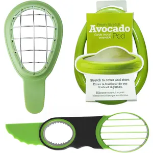 3 Piece Avocado Tool Set Includes Slicer Cutter Saver and Storage Container, Dishwasher Safe