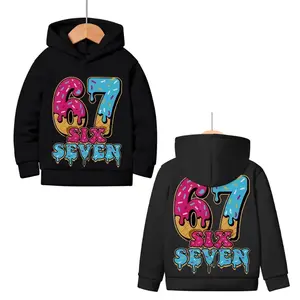 67 Six Seven Kids Funny Hoodie Sweatshirt Outdoor Comfortable Boys and Girls Black Grey Pink