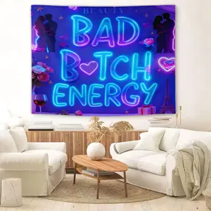 BAD BITCH-Themed Durable Decorative Tapestry: Trendy Bad Girl Neon Prints, Stylish Home Decor, Tapestry Room Decor, Suitable for All Spaces.