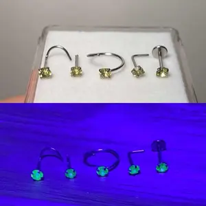 Uranium Nose Studs, silver or gold, 316L surgical steel, hypoallergenic, you choose shape