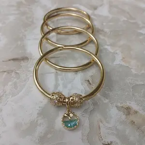 Yudy&Sussy 14K Gold Plated Mini Charm Bangle Bracelet