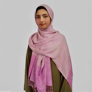 Pashmina Shawl (Pink) Women's Pashmina Shawl Evening Wrap Paisley Print Long Tassel Scarf