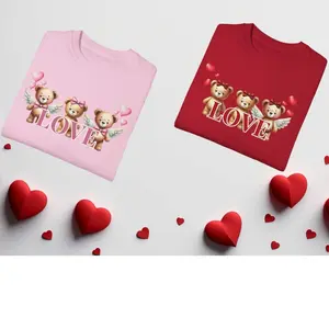 Valentines Bears Unisex T-shirt, Infant StillBorn Pregnancy Loss Awareness Pink Red Shirt, Memorial Gift, Custom Tee, Supporter Apparel