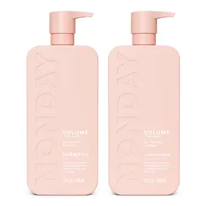 MONDAY Haircare VOLUME Shampoo + Conditioner Set (2 Pack) 27oz Each - Made from Coconut Oil, Ginger Extract & Vitamin E for Thin, Fine & Oily Hair Cleansing