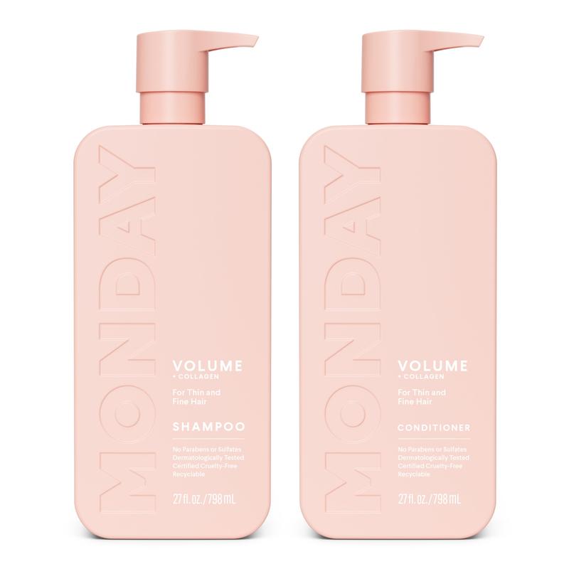 MONDAY Haircare VOLUME Shampoo + Conditioner Set (2 Pack) 27oz Each - Made from Coconut Oil, Ginger Extract & Vitamin E for Thin, Fine & Oily Hair Cleansing