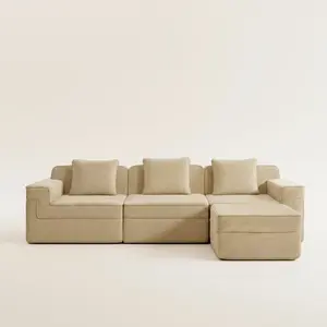 Boneless Couch – 3 Seater with Ottoman, Camel