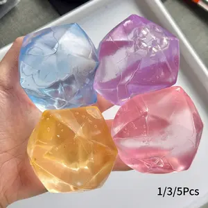 Diamond Stress Ball Set, Pressure Relief Toy, Crystal Sugar Cube Shape, Soft Candy Diamond Squeeze Toy, Party Gift, Random Colors