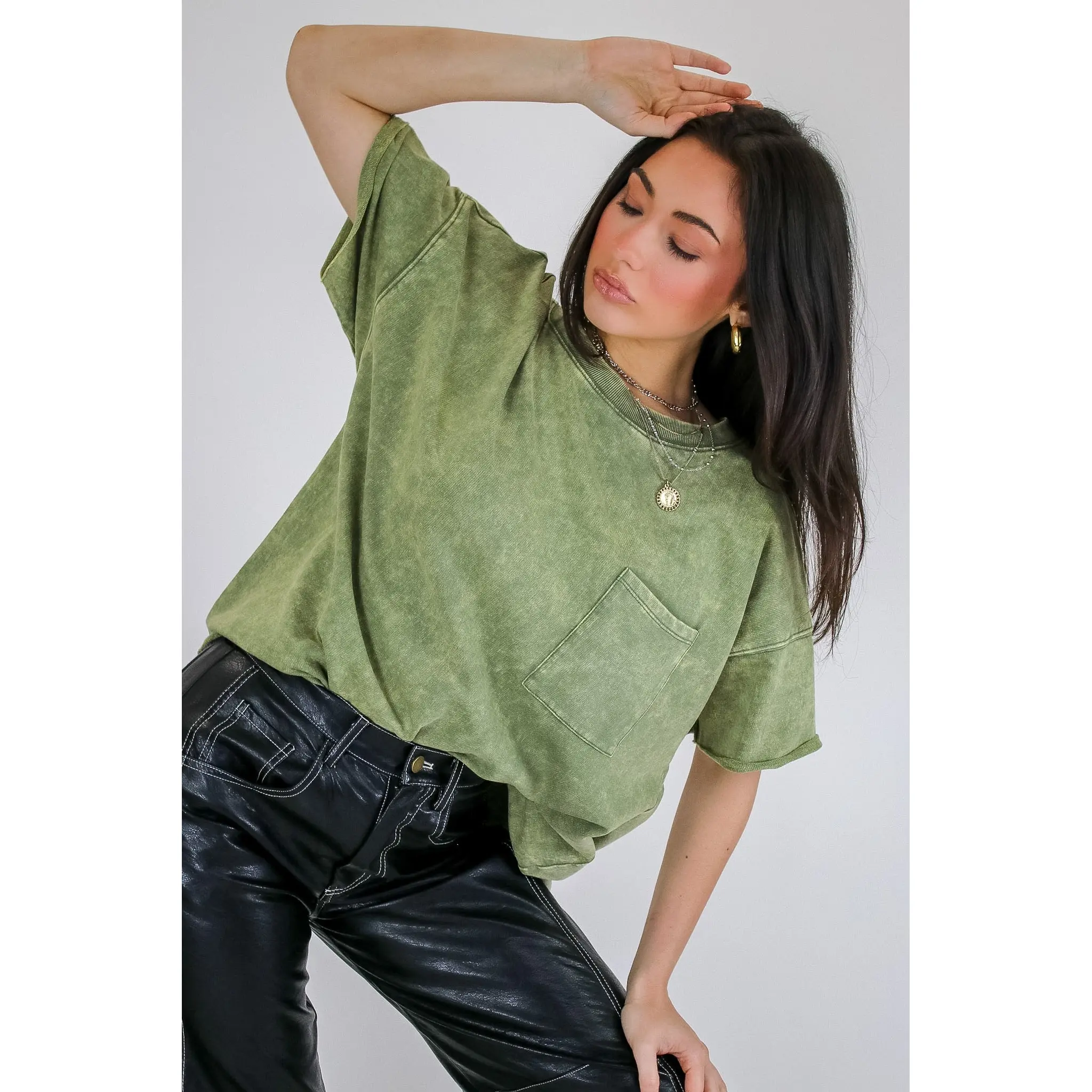 Vintage Edge Washed Drop Shoulder Top