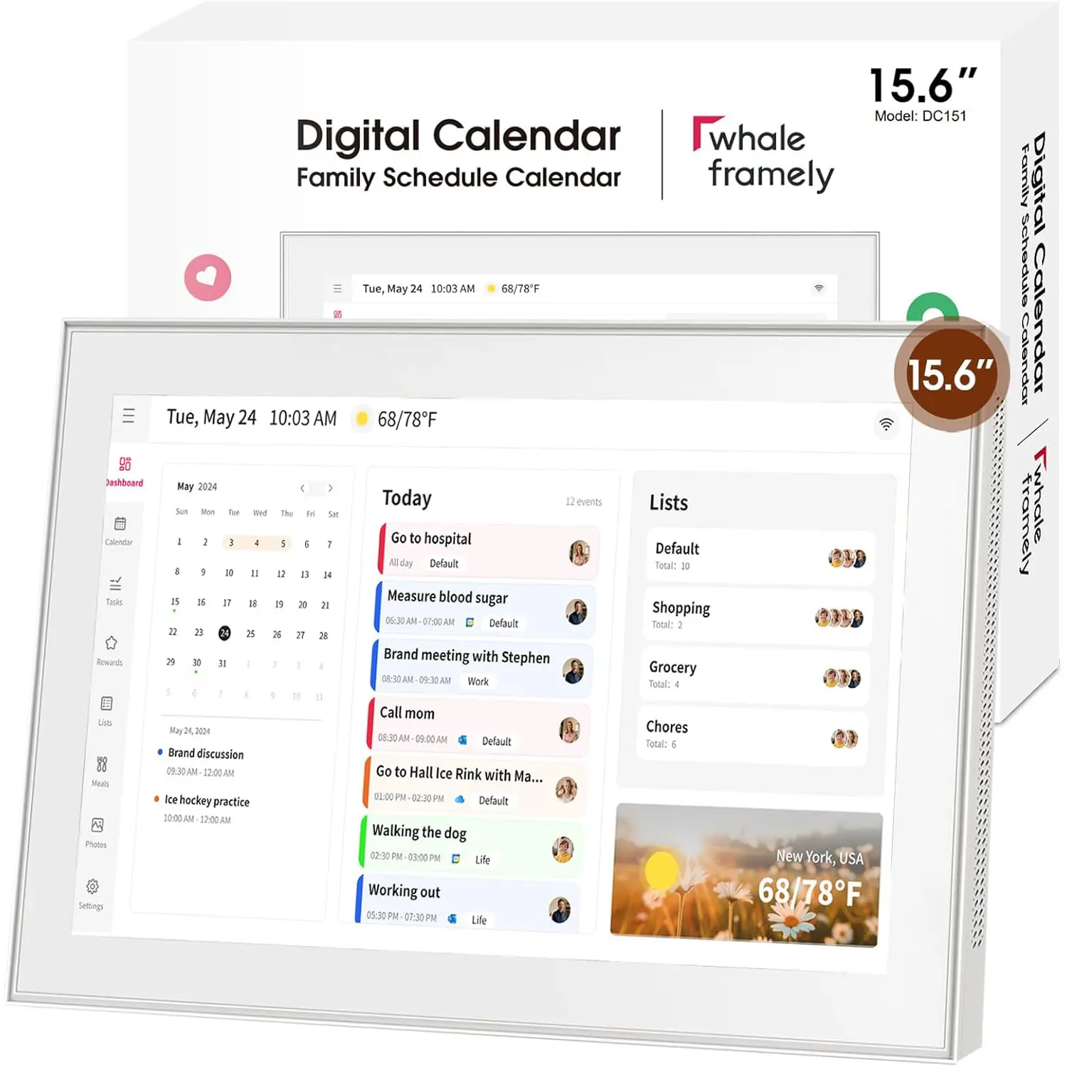 Digital Calendar, 15.6 Inch Smart Digital Calendar Planner & Chore Chart, IPS FHD 1920x1080 Touchscreen Interactive Display for Family Schedules - Share Photos & Videos via APP from Anywhere summerwins
