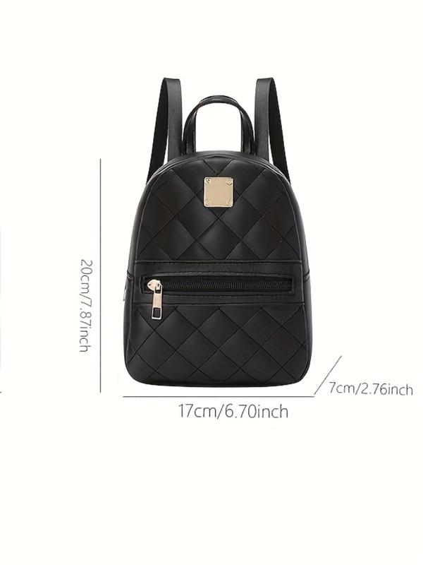 Cute Mini Diamond Stitched Fashion Durable Backpack, Large Capacity, Adjustable Straps, Buckle, Casual Shoulder Bag for Teens & Adults