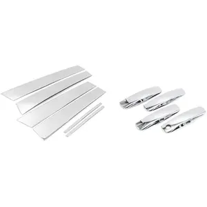 Sizver Chrome Stainless Steel Pillar Posts Accent+Door Handle Covers For 2011-2015 Dodge Charger 6pcs