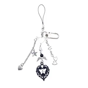 Y2K Phone Charm Pendant KeyChain For Bag Cute Cross Heart