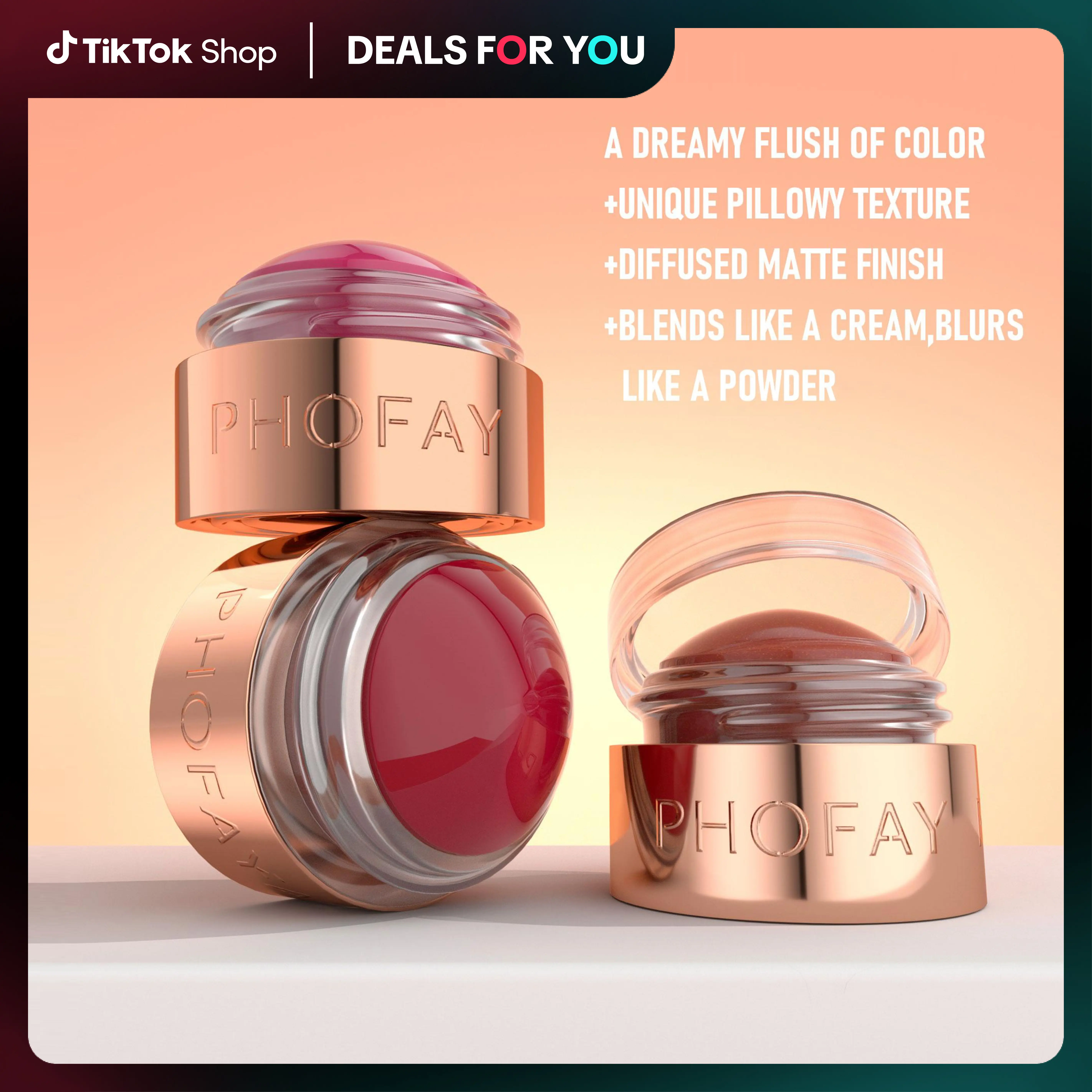PHOFAY Cloud Mousse Blush – Natural Matte Finish | One-Swipe Color Pop & Soft Focus Effect for Everyday Nude & Flushed Looks,"dealsforyoudays"