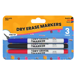 Dry Erase Markers - Low Odor, Non-toxic, Assorted Colors, 3 Pack, Fine-tip