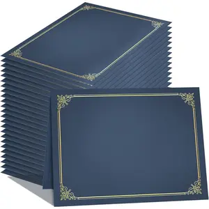 25 Packs Blue Certificate Holders Diploma Covers with Gold Foil Border, Fit Letter Size 8.5 x 11 Certificate Paper for Award Graduation Documents