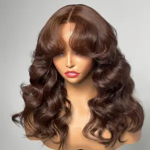 180 Density Brown Bob Wig Human Hair 13x4 Lace Frontal Bob Body Wave Wig HD Lace Frontal Wigs Human Hair Bob Wigs Pre Plucked for Women