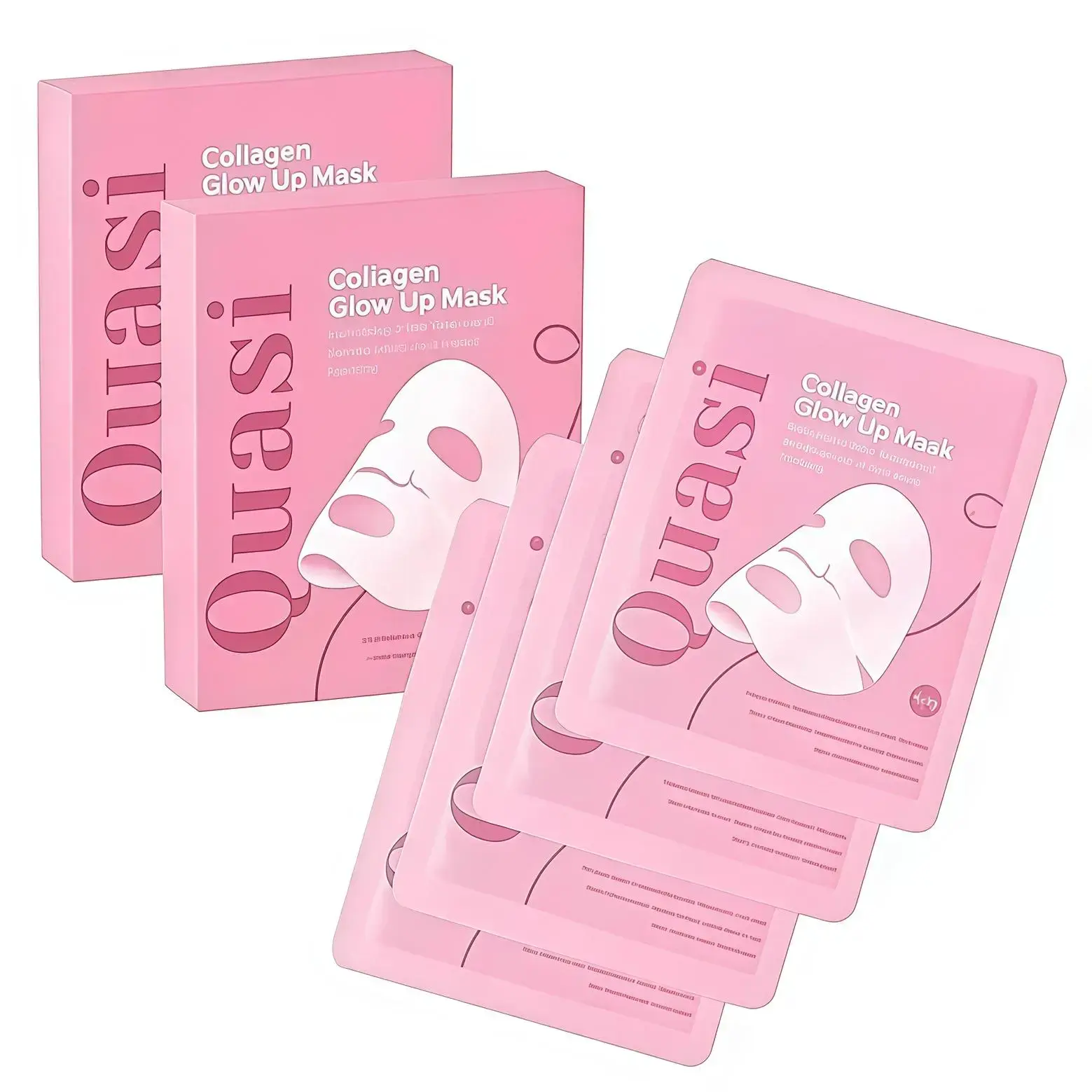 Quasi Collagen Glow Up Mask 2.0, Quasi BioCollagen Face Mask, Firm Skin Deep HydratingMasks for Wrinkle Reduction and PoreMinimization - Glow like Glass Skin