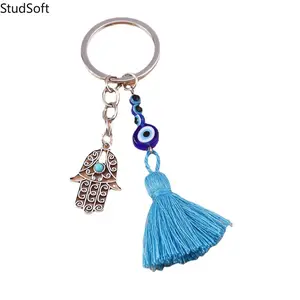 2026 New Evil Eye Keychain, Turkish Eye Hollow Hand Tassel Bag Charm Pendant