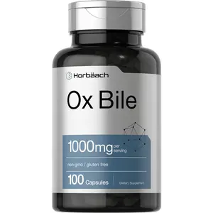 Horbäach Ox Bile Supplement | 1000mg | 100 Capsules | Digestive Enzymes Supplement | Non-GMO & Gluten Free