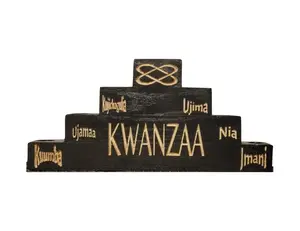 Kwanzaa Kinara with Unity Symbol and Six Principles in Swahili