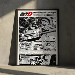 Initial D Anime/Manga Poster Art Print - Toyota AE86 Ver1 - POSTER NO FRAME