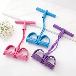 Portable Pedal Resistance Band Trainer, Multifunction 6-Tube Elastic Pull Rope for Home Workout, Stretching & Fitness