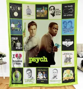 Thick Cozy Fleece Blanket Psych TV Series Shawn Spencer Gus Carlton Lassiter Fleece Blanket Gift For Fan