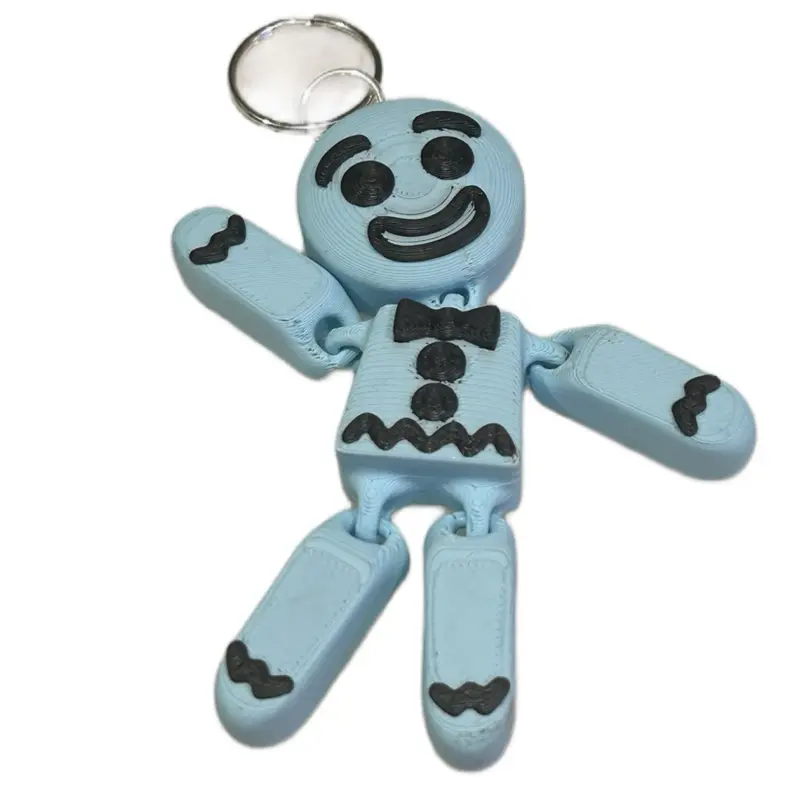 3D Printed Gingerbread Man Articulated Keychain with Bow Tie Design for Festive Gifts