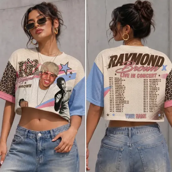 R&B Tour Cropped Mesh Jersey 2026, Unisex Concert, Pink and Blue Tee (NEW TOUR DATES)