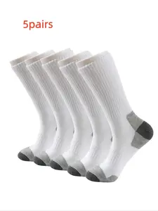 Men's Mid-Calf Socks, Large Size, 5/10/20 Pairs, All Seasons Wear, Casual Style, Classic, Patchwork, Pure Color Pattern, Casual Stylish Socks