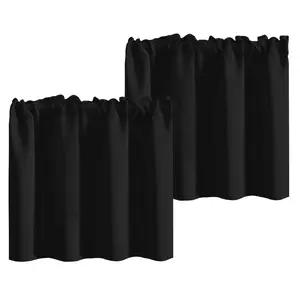 Deconovo Short Blackout Curtains Panels for Bathroom/Kitchen - Thermal Insulated Rod Pocket Room Darkening Drapes, Noise-Reducing Curtains,  2 Panels