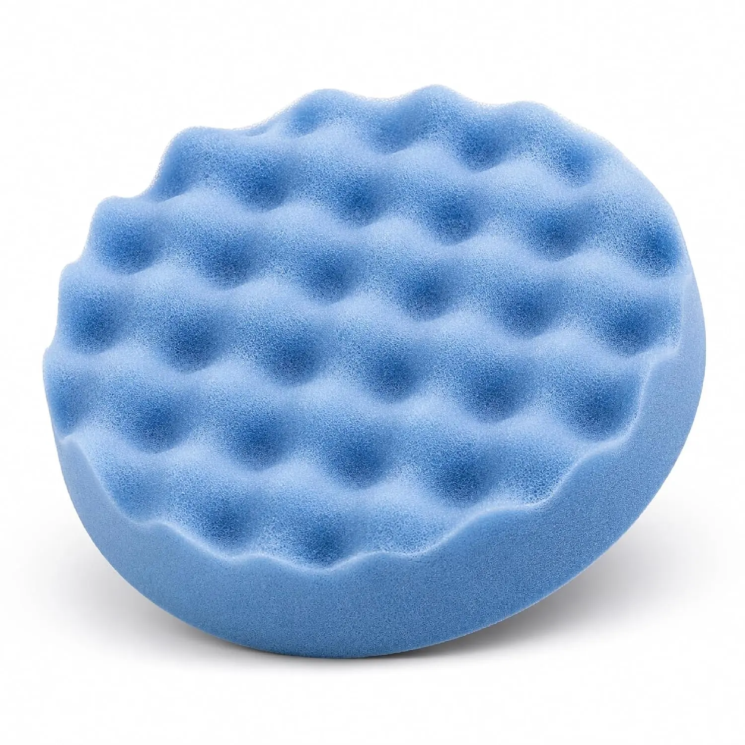 LAUCO 8in (203.2mm) Blue Waffle Open-Cell Foam Polishing Pad, Car Detailing Accessory with Heat Reduction & Improved Airflow - Durable Hook & Loop Buffing Pad for Intermediate Polishing, Pre-Wax Cleaning (9030)