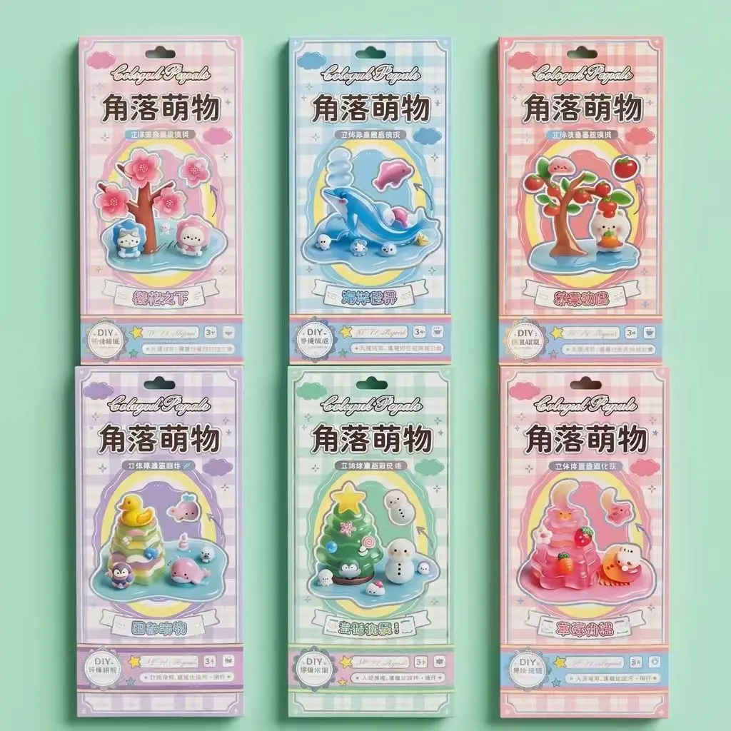 3D Solid Relief Stacking Stickers - Cute Corner Creatures Cartoon Cute Stickers, Student DIY Handmade Toy Supplies, Spring Glow Up Specialty DIY Items